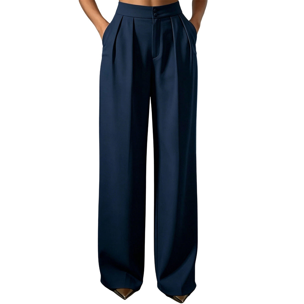 Pantalon de costume taille haute pour femme avec dos élastique