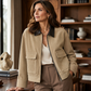 Veste en velours côtelé pour femme avec revers contrasté