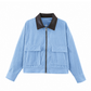 Veste en velours côtelé pour femme avec revers contrasté