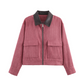 Veste en velours côtelé pour femme avec revers contrasté