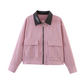 Veste en velours côtelé pour femme avec revers contrasté