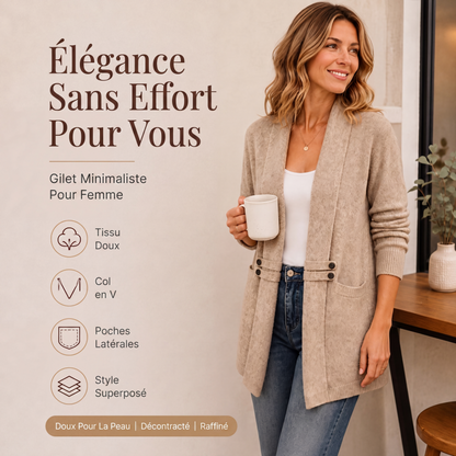Cardigan en tricot double boutonnage décontracté pour femme