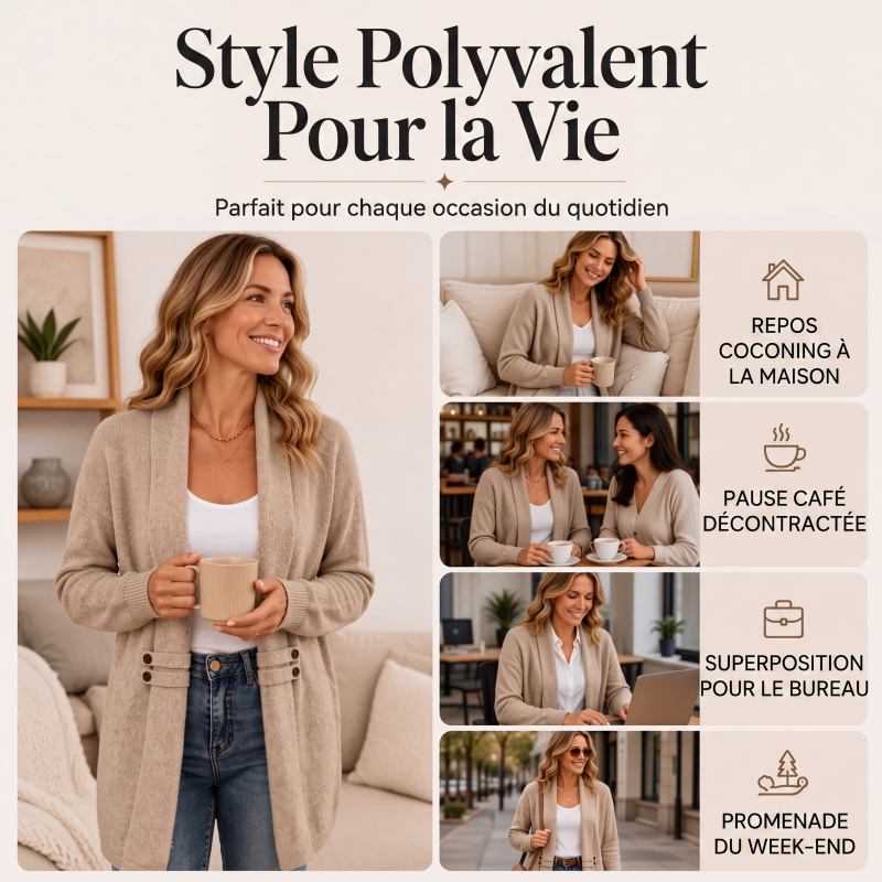 Cardigan en tricot double boutonnage décontracté pour femme