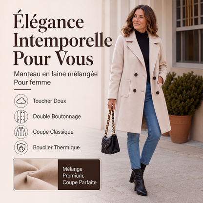 Manteau en laine à double boutonnage pour femme