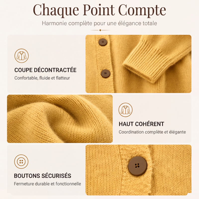 Cardigan en maille à col irrégulier pour femme