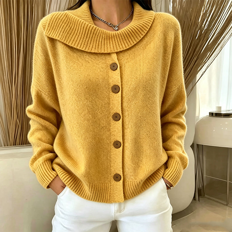 Cardigan en maille à col irrégulier pour femme