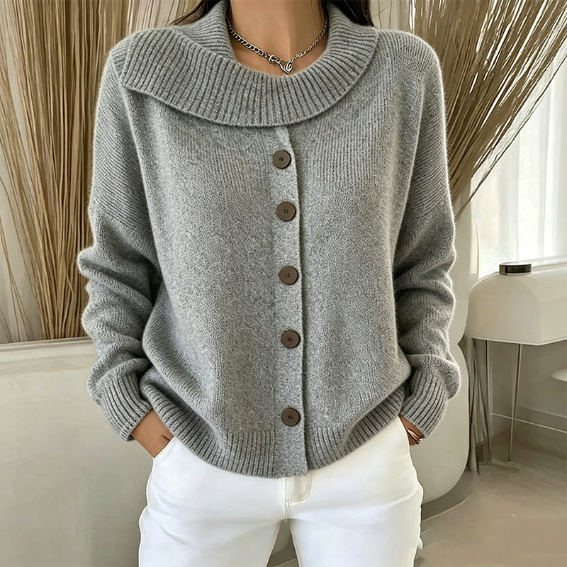 Cardigan en maille à col irrégulier pour femme