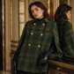 Manteau-cape à carreaux vintage pour femme