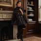 Manteau-cape à carreaux vintage pour femme