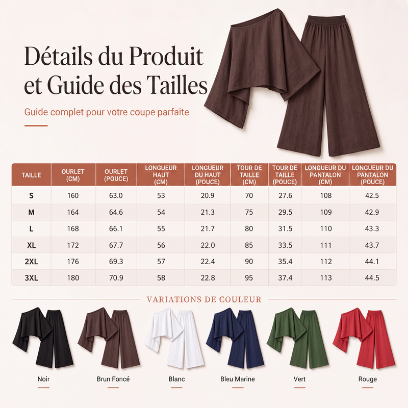 Ensemble pour femme : haut à épaules dénudées et pantalon large