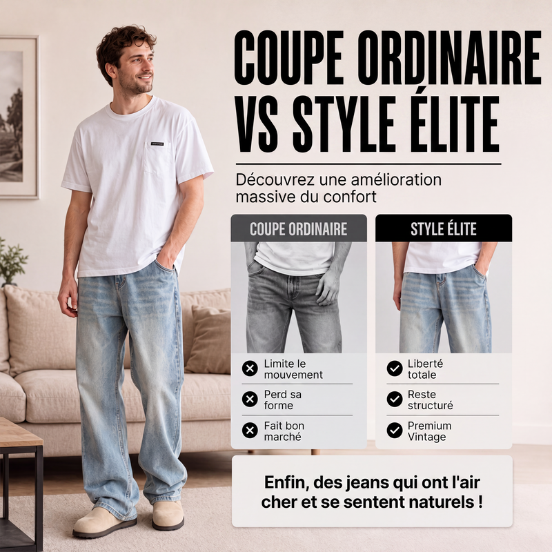 Jean vintage délavé pour homme, coupe jambe fuselée