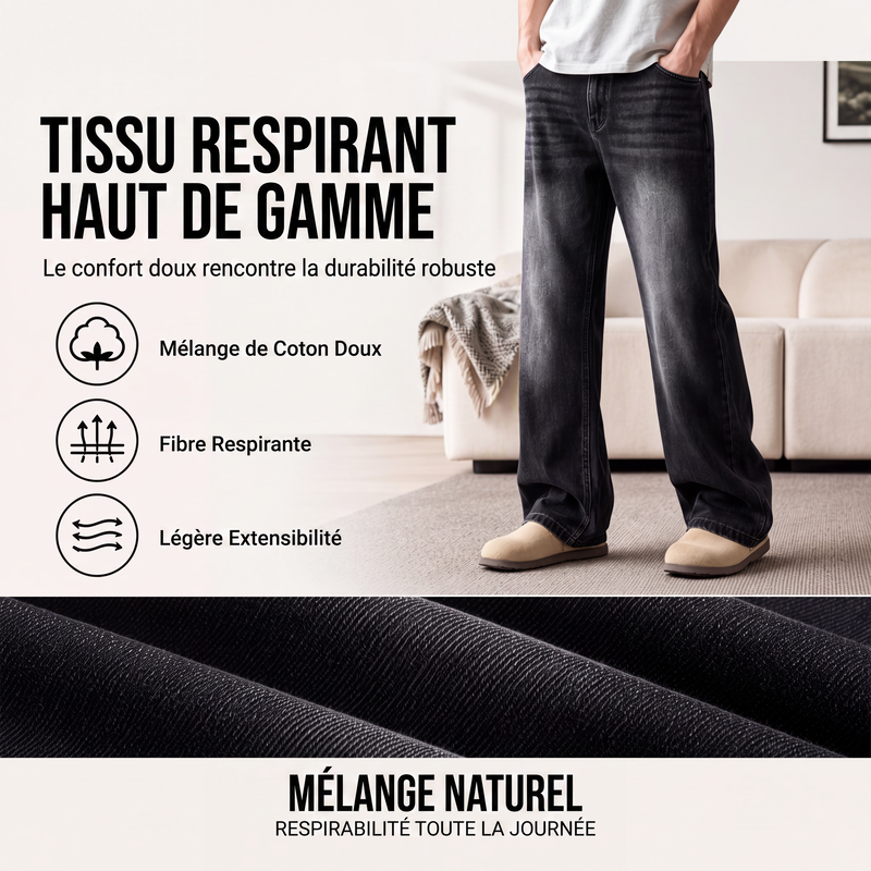 Jean vintage délavé pour homme, coupe jambe fuselée