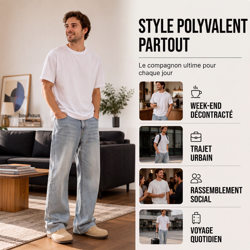 Jean vintage délavé pour homme, coupe jambe fuselée