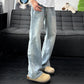 Jean vintage délavé pour homme, coupe jambe fuselée