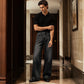 Jean vintage délavé pour homme, coupe jambe fuselée