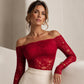 T-shirt en dentelle à épaules dénudées pour femme