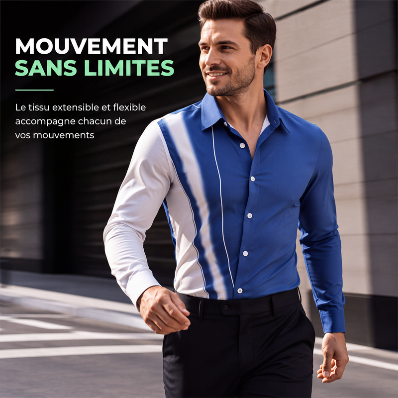 Chemise à col ajustée pour homme, à manches longues et imprimé contrasté
