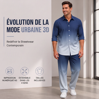 Ensemble chemise décontractée et pantalon grande taille pour homme