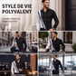Chemise à col ajustée pour homme, à manches longues et imprimé contrasté