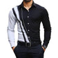 Chemise à col ajustée pour homme, à manches longues et imprimé contrasté