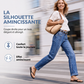 Jeans décontractés stretch à jambe droite pour femme