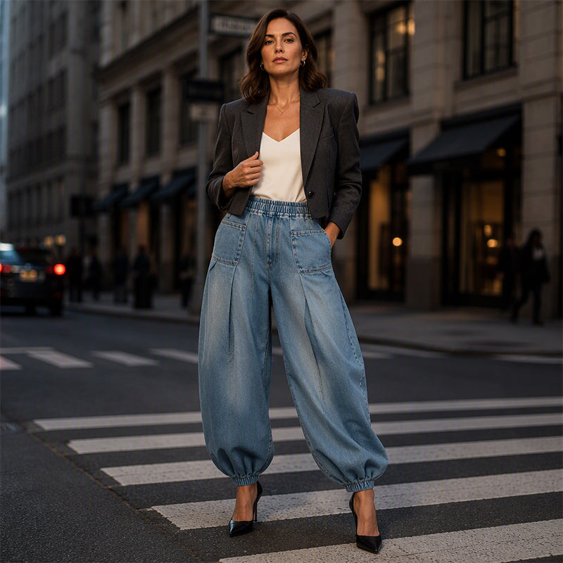 Pantalons en jean sarouel amples pour femmes