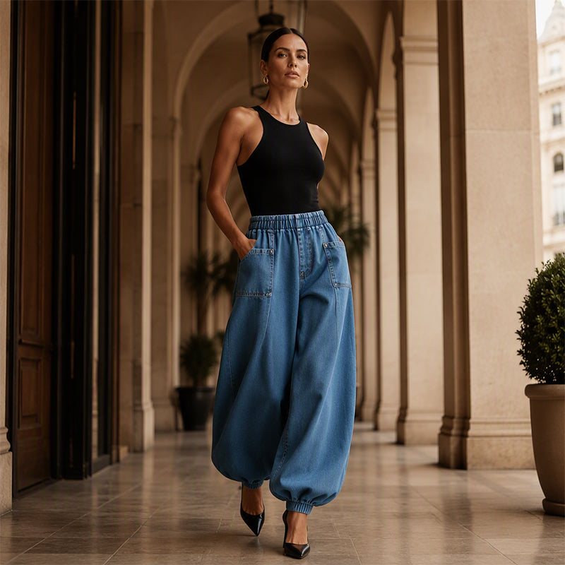 Pantalons en jean sarouel amples pour femmes