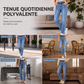 Jeans décontractés stretch à jambe droite pour femme