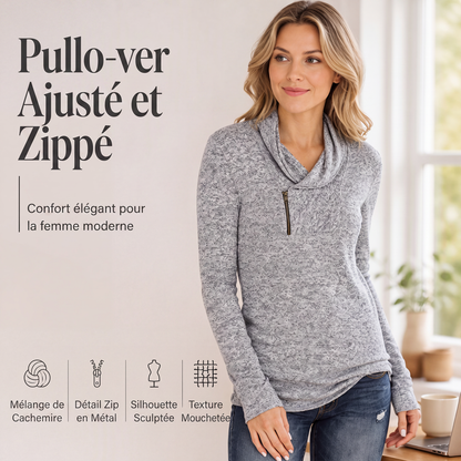 Sweat à col bénitier avec fermeture éclair pour femme