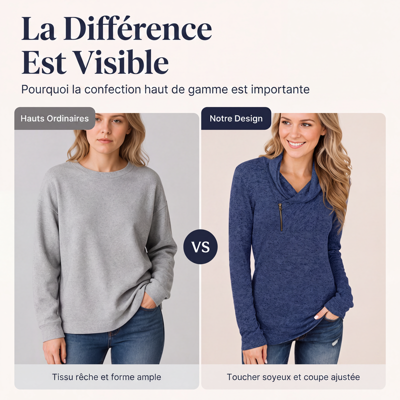 Sweat à col bénitier avec fermeture éclair pour femme