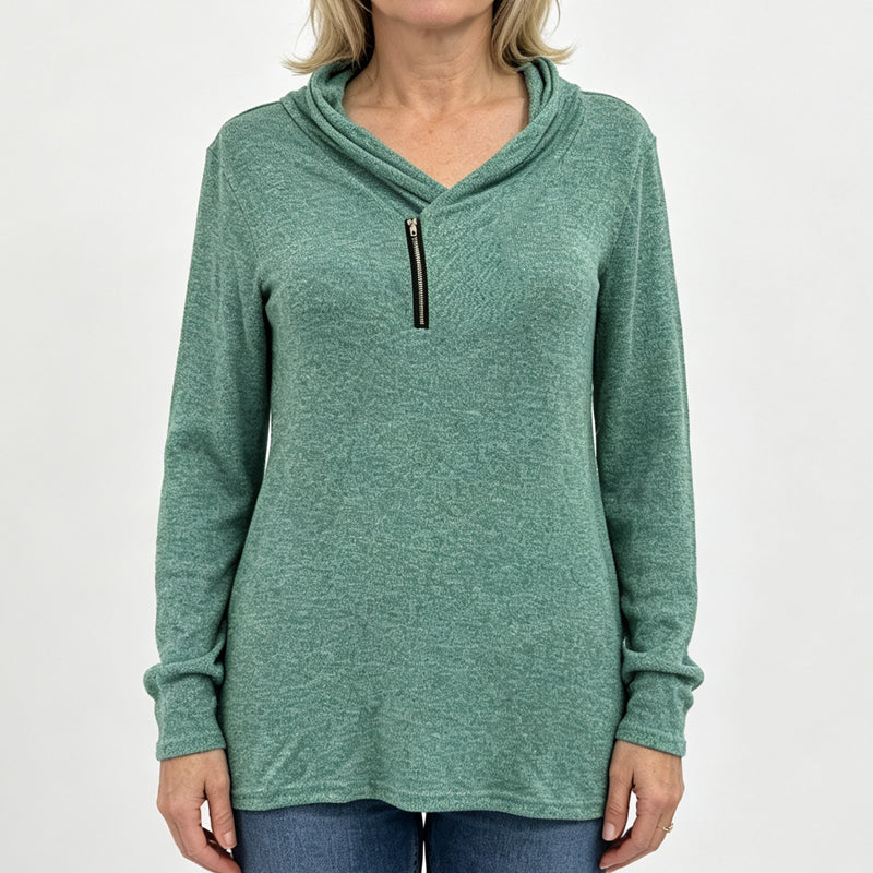 Sweat à col bénitier avec fermeture éclair pour femme