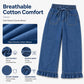 Pantalon en jean à ourlet à volants pour femmes grande taille
