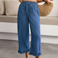 Pantalon en jean à ourlet à volants pour femmes grande taille