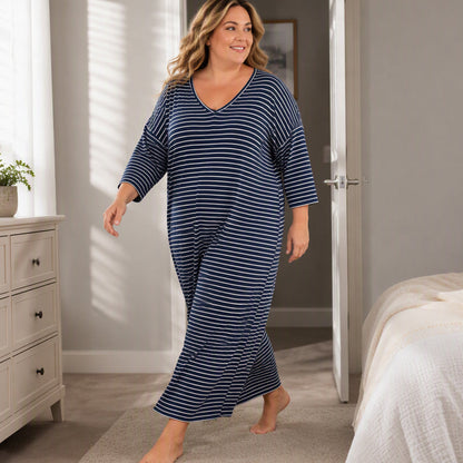 Robe de détente rayée coupe décontractée pour femme