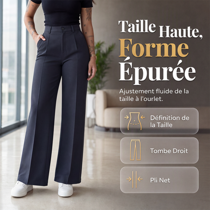 Pantalon droit décontracté à taille haute pour femme