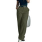 Pantalon droit décontracté à taille haute pour femme