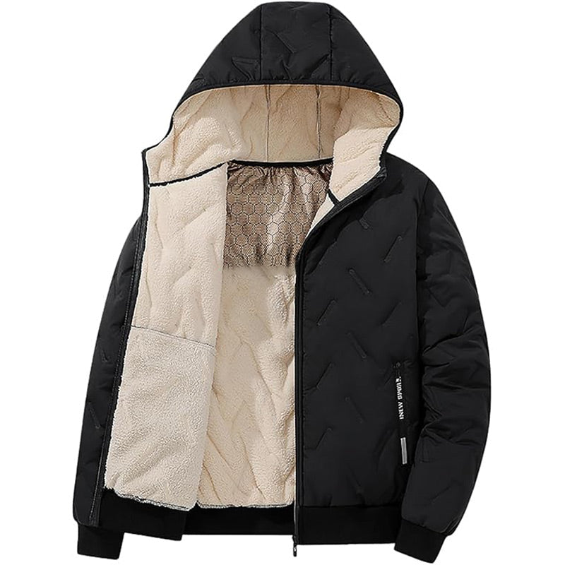 Manteau d'hiver chaud à capuche et fermeture éclair pour homme