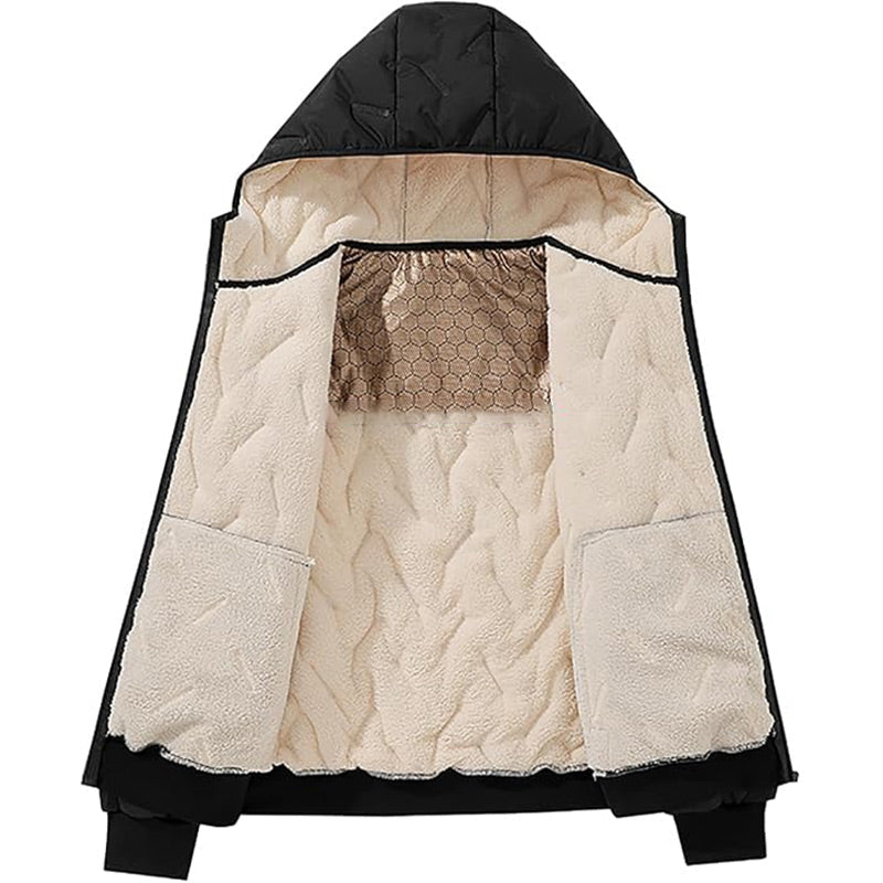 Manteau d'hiver chaud à capuche et fermeture éclair pour homme