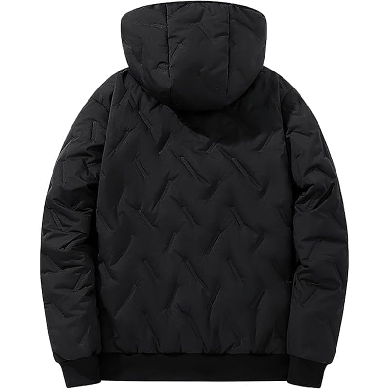 Manteau d'hiver chaud à capuche et fermeture éclair pour homme
