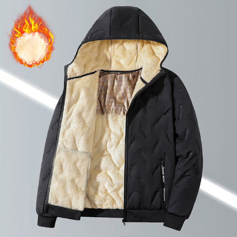 Manteau d'hiver chaud à capuche et fermeture éclair pour homme
