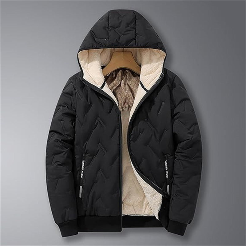 Manteau d'hiver chaud à capuche et fermeture éclair pour homme