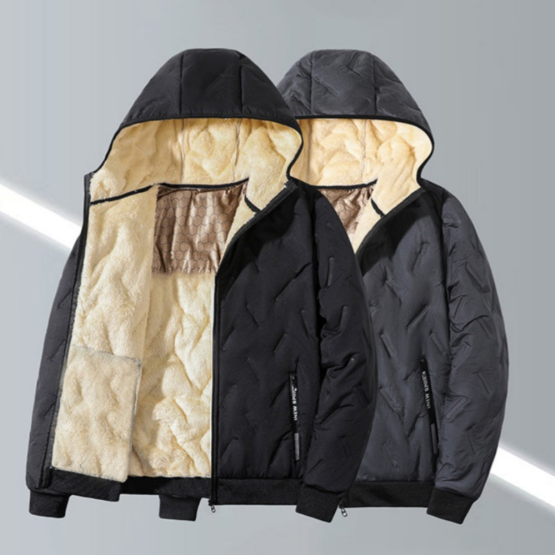 Manteau d'hiver chaud à capuche et fermeture éclair pour homme
