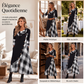 Robe longue pour femme à col cheminée et patchwork à carreaux