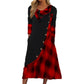 Robe longue pour femme à col cheminée et patchwork à carreaux