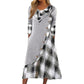 Robe longue pour femme à col cheminée et patchwork à carreaux