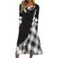 Robe longue pour femme à col cheminée et patchwork à carreaux