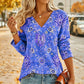Haut élégant à col V et imprimé floral pour femme