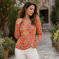 Haut élégant à col V et imprimé floral pour femme