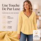 Haut à manches longues et col V avec fermeture éclair pour femme