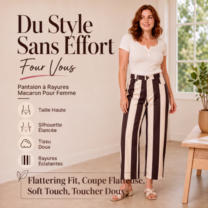 Pantalon large à rayures décontracté pour femme